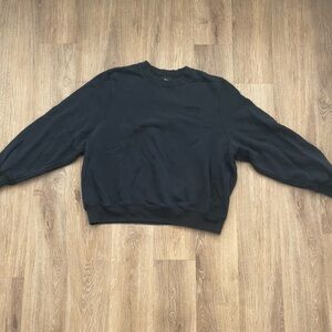 Stussy Black Crewneck Sweater with Ribbed Details